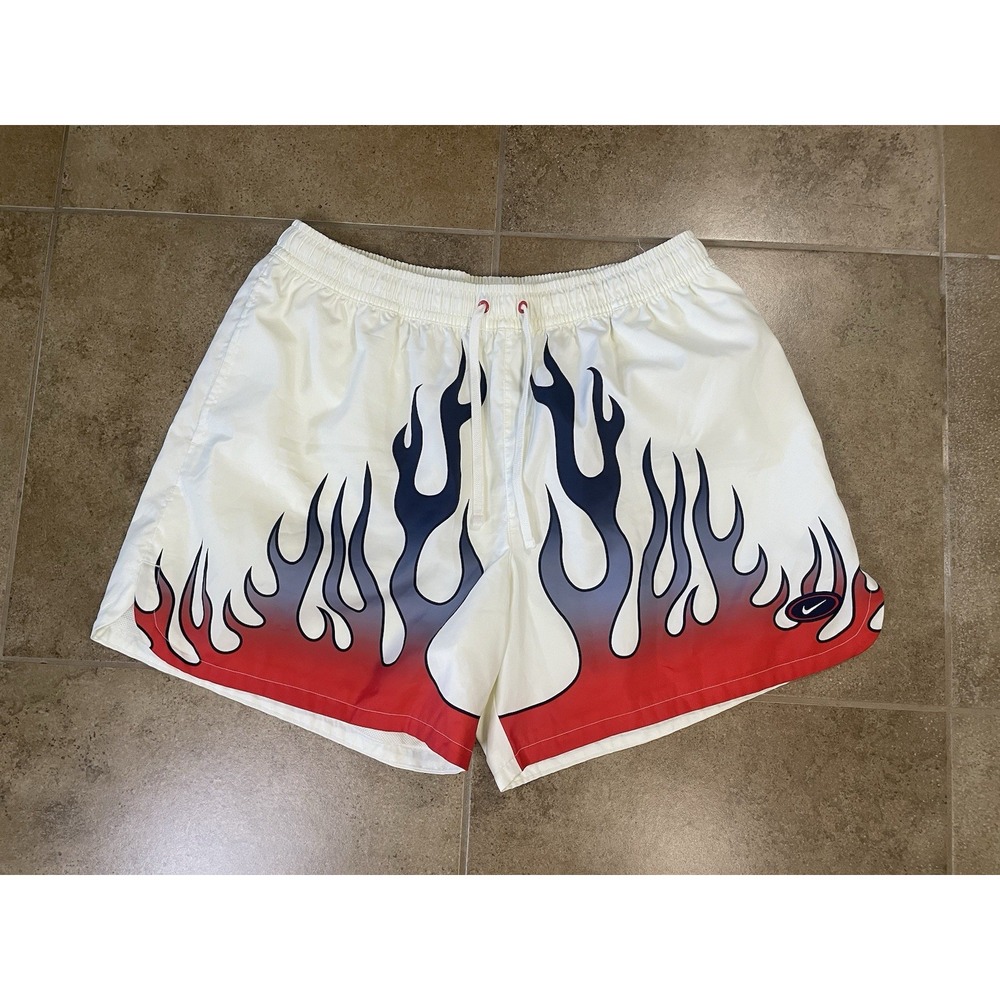 Nike Sportswear Woven Flow Mens Sz 2XL Americana Flame Shorts DV9628-133 White
